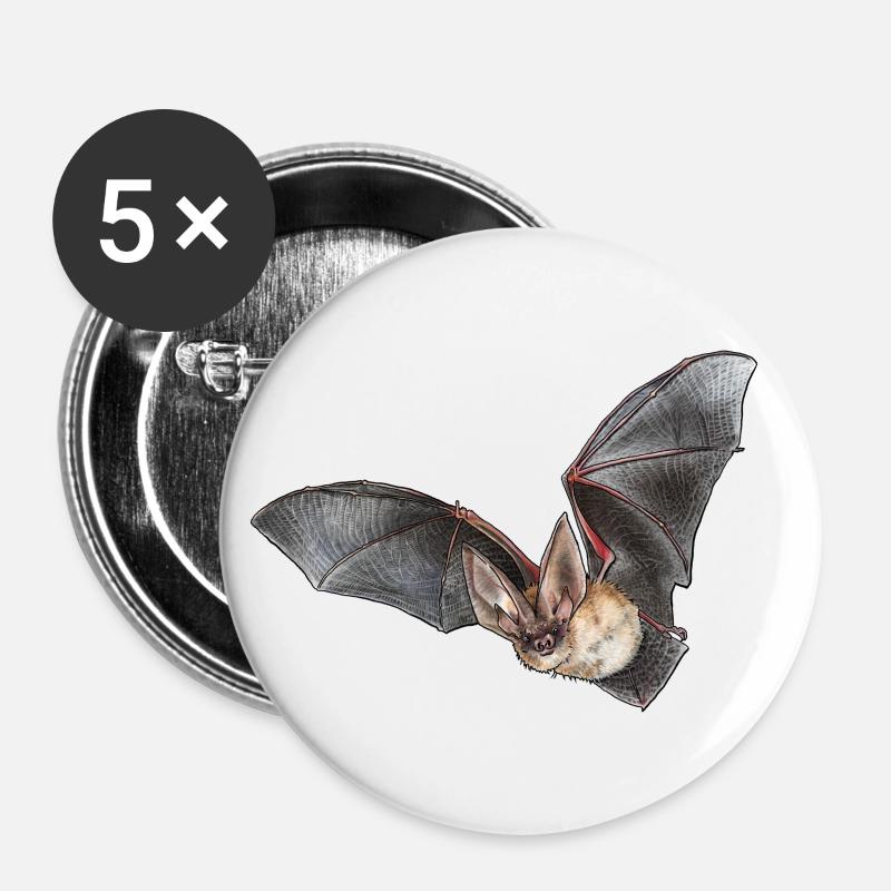 Brown long-eared individually - Buttons large 2.2''/56 mm (5-pack) - white