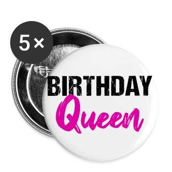 Birthday Queen - Buttons large 2.2''/56 mm (5-pack) - white - Front