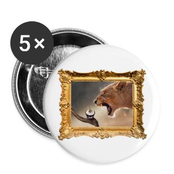 Hungry Lion - Buttons groß 56 mm (5er Pack) - Weiß - Vorne