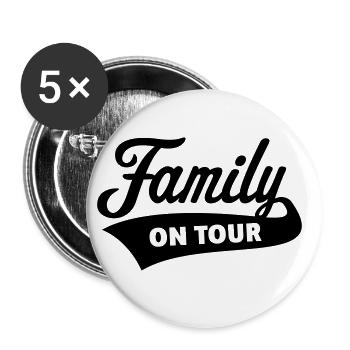 Family On Tour (Familienurlaub / Black) - Buttons groß 56 mm (5er Pack) - Weiß - Vorne