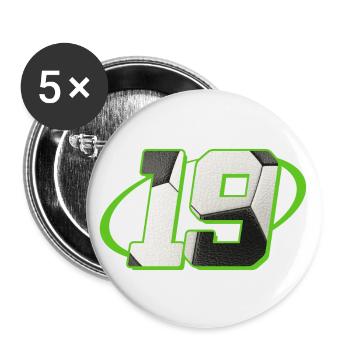 19 Geburtstag Fußball 19 Jahre Fußballer - Buttons groß 56 mm (5er Pack) - Weiß - Vorne