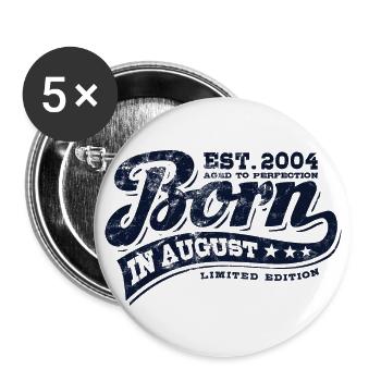 Born in August 2004 - Birthday - Gift - Buttons large 2.2''/56 mm (5-pack) - white - Front