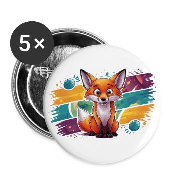 Fuchs - Illustration - Buttons groß 56 mm (5er Pack) - Weiß - Vorne