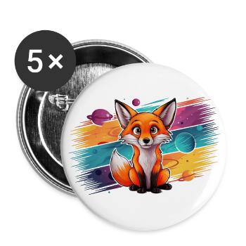 Fuchs - Illustration - Buttons groß 56 mm (5er Pack) - Weiß - Vorne