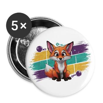 Fuchs - Illustration - Buttons groß 56 mm (5er Pack) - Weiß - Vorne