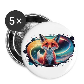 Fuchs - Illustration - Buttons groß 56 mm (5er Pack) - Weiß - Vorne