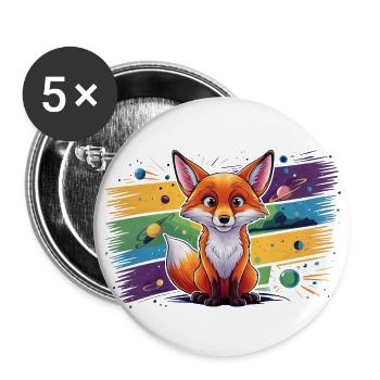 Fuchs - Illustration - Buttons groß 56 mm (5er Pack) - Weiß - Vorne