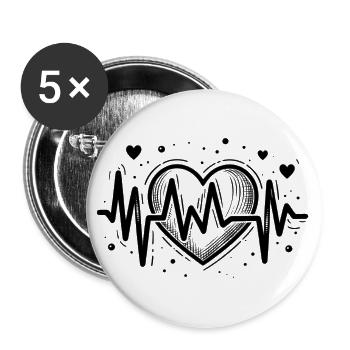 battement de cœur - Lot de 5 grands badges (56 mm) - blanc - Devant