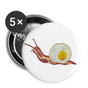 Baconschnecke Bacon and egg Spiegelei - Buttons groß 56 mm (5er Pack) - Weiß - Vorne