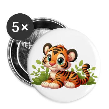 tiger 10 - Lot de 5 grands badges (56 mm) - blanc - Devant