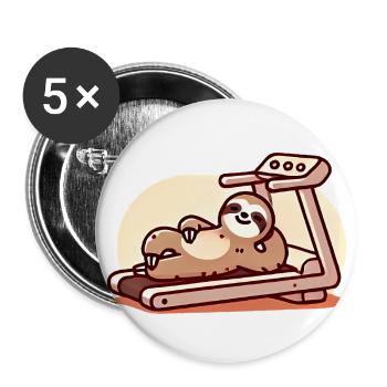Paresseux détendu sur la conception du tapis roulant - Lot de 5 grands badges (56 mm) - blanc - Devant