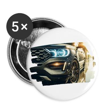 Modern luxury car in the rain reflection - Buttons large 2.2''/56 mm (5-pack) - white - Front