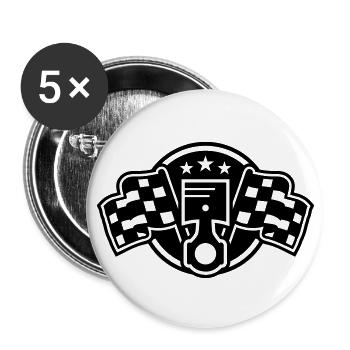 Racing Emblem 01 - Buttons large 2.2''/56 mm (5-pack) - white - Front