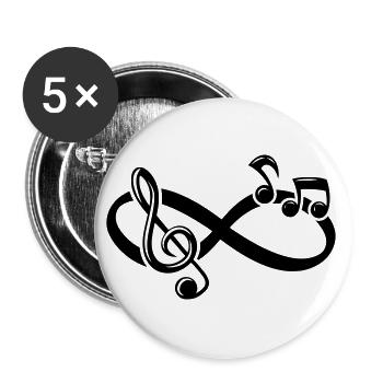 Musique infinie Clé de partitions Notes musicales - Lot de 5 grands badges (56 mm) - blanc - Devant