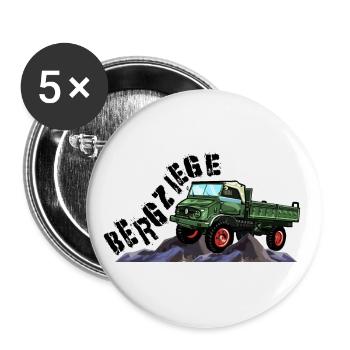 Bergziege - Unimog - Offroad - Oldtimer - Buttons groß 56 mm (5er Pack) - Weiß - Vorne
