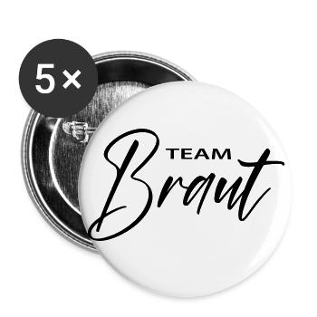 Team Braut - Buttons groß 56 mm (5er Pack) - Weiß - Vorne