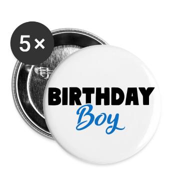 Birthday Boy Jungen Geburtstag - Buttons groß 56 mm (5er Pack) - Weiß - Vorne