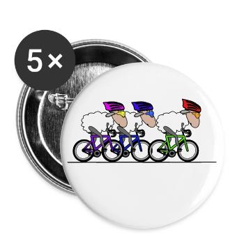 Radsport Schafe - Buttons groß 56 mm (5er Pack) - Weiß - Vorne