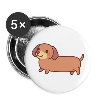 Niedlicher Dackelhund-Welpe - Buttons groß 56 mm (5er Pack) - Weiß - Vorne