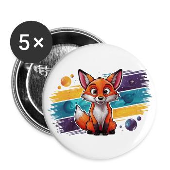 Fuchs - Illustration - Buttons groß 56 mm (5er Pack) - Weiß - Vorne