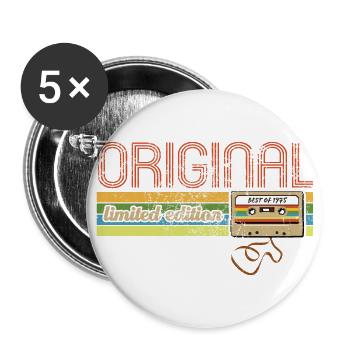 Cassette 1975 Edition Limitée - Anniversaire - Lot de 5 grands badges (56 mm) - blanc - Devant