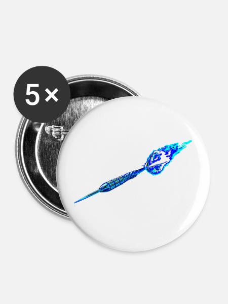 Dartpfeil hellblau - Buttons groß 56 mm (5er Pack) - Weiß