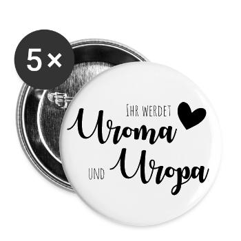 Ihr werdet Uroma und Uropa - Buttons groß 56 mm (5er Pack) - Weiß - Vorne