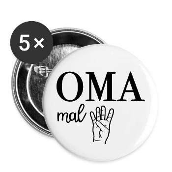 Oma Mal Vier Großmutter - Buttons groß 56 mm (5er Pack) - Weiß - Vorne