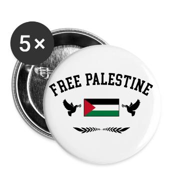 Free Palestine Freiheit Palästina Freies Palästina - Buttons groß 56 mm (5er Pack) - Weiß - Vorne
