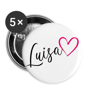 Luisa Name Vorname Herz pink - Buttons groß 56 mm (5er Pack) - Weiß - Vorne