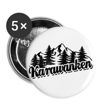 Karawanken - Wald und Berge Wandern Erholung - Buttons groß 56 mm (5er Pack) - Weiß - Vorne