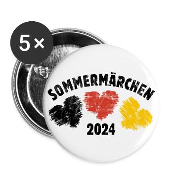 Sommermärchen 2024 Herz Deutschland - Buttons groß 56 mm (5er Pack) - Weiß - Vorne