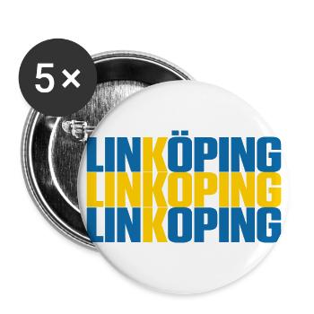 Linköping Sweden Flag - Buttons large 2.2''/56 mm (5-pack) - white - Front