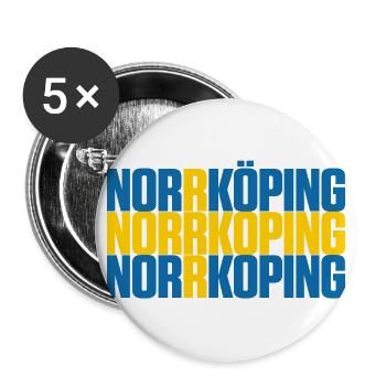 Norrköping Sweden Flag - Buttons large 2.2''/56 mm (5-pack) - white - Front