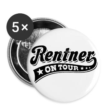 Rentner on Tour - Ruhestand - Pension - Buttons groß 56 mm (5er Pack) - Weiß - Vorne