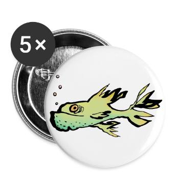Poisson - Lot de 5 grands badges (56 mm) - blanc - Devant