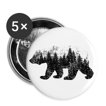 Ours (bois, utilisé) - Lot de 5 grands badges (56 mm) - blanc - Devant