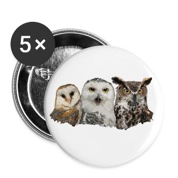 Owls and owl - Buttons large 2.2''/56 mm (5-pack) - white - Front