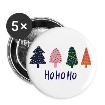 Sapins Hohoho - Lot de 5 grands badges (56 mm) - blanc - Devant