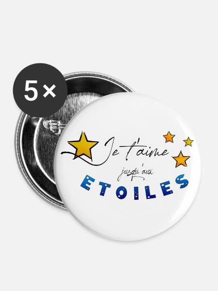 Liebessterne - Buttons groß 56 mm (5er Pack) - Weiß
