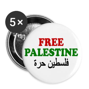 Free palestine فلسطين حرة - Lot de 5 grands badges (56 mm) - blanc - Devant