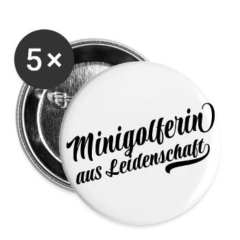 Minigolferin aus Leidenschaft - Buttons groß 56 mm (5er Pack) - Weiß - Vorne