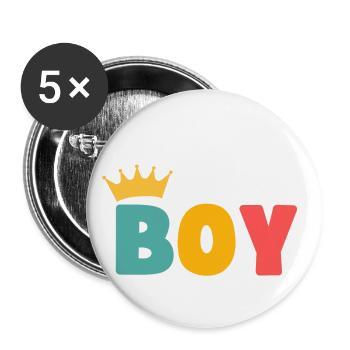 Boy! Customizable - Buttons large 2.2''/56 mm (5-pack) - white - Front