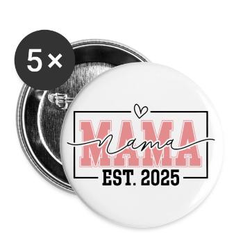 Cute Mama Est. 2025 New Mom Mother's Day Gift - Lot de 5 grands badges (56 mm) - blanc - Devant