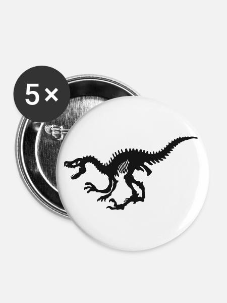 Velociraptor - Buttons groß 56 mm (5er Pack) - Weiß