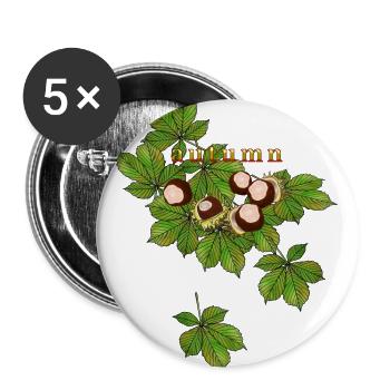 Automne, châtaignes - Lot de 5 grands badges (56 mm) - blanc - Devant