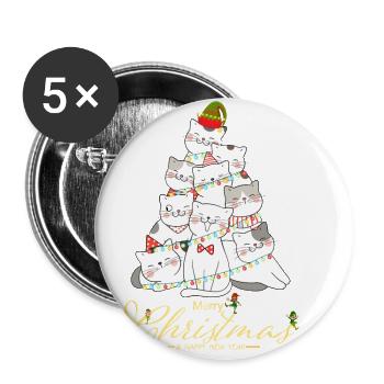 Cats Christmas tree - Buttons large 2.2''/56 mm (5-pack) - white - Front