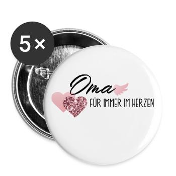 verstorbene Oma Omi Liebe Herz Trauer Abschied Tod - Buttons groß 56 mm (5er Pack) - Weiß - Vorne