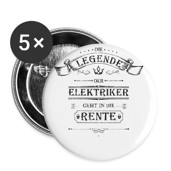 Beruf Rente Runtestand Vintage Elektriker sw - Buttons groß 56 mm (5er Pack) - Weiß - Vorne