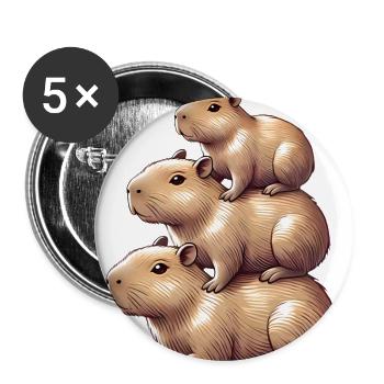 Gestapelte Wasserschweine Niedliches Tier Design - Buttons groß 56 mm (5er Pack) - Weiß - Vorne